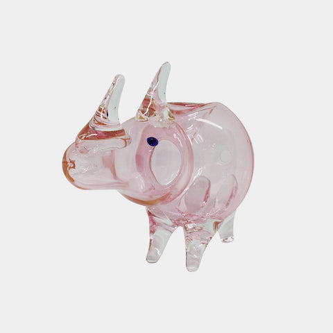 Pipa Rinoceronte Rosa Chiaro di vetro - 11cm