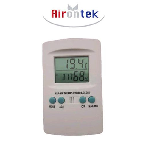 AIRONTEK - TERMOMETRO / IGROMETRO DIGITALE CON OROLOGIO