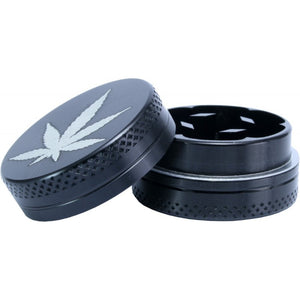 Grinder Alluminio 20mm 2 parte - nero con foglia