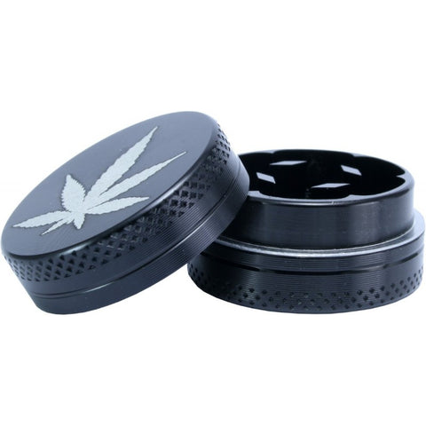 Grinder Alluminio 20mm 2 parte - nero con foglia